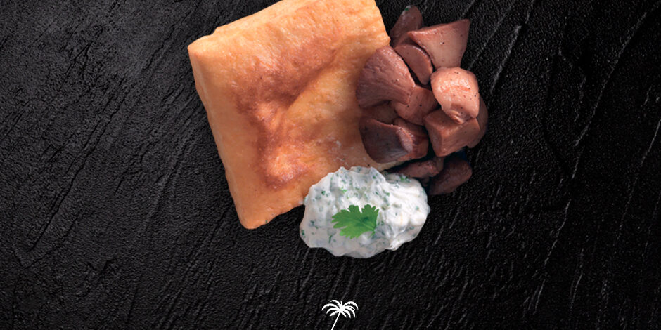 Panissa dorata con porcini al Marsala e robiola