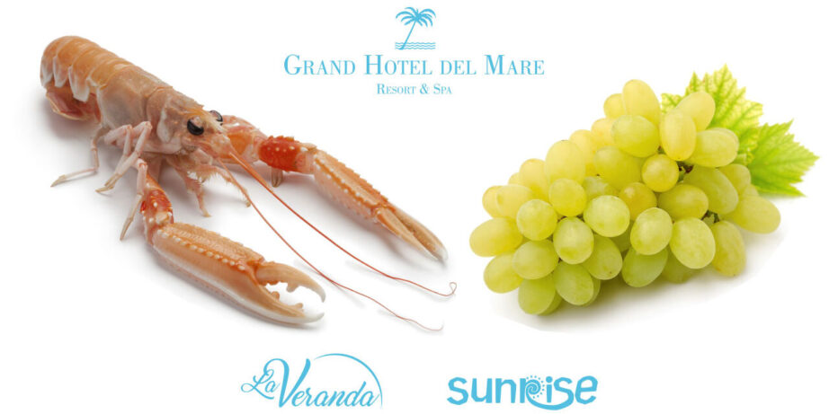 Scampi infornati e uva